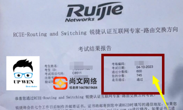 锐捷RCIE考试战报-4.10号！745分考试通过